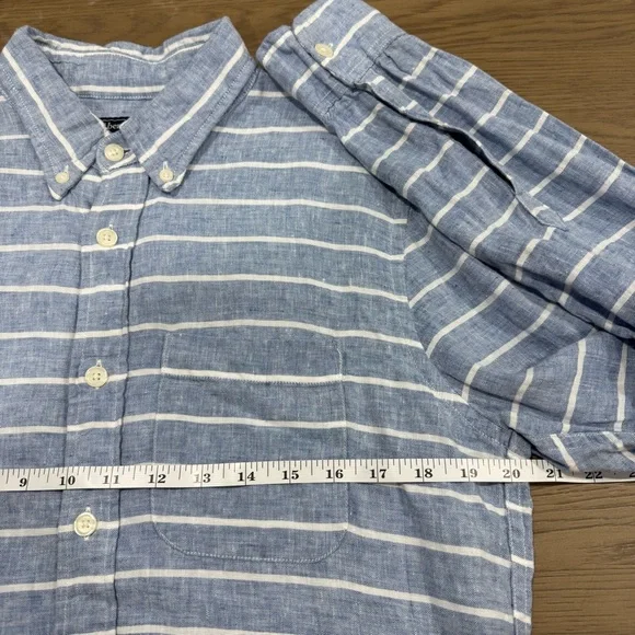 Abercrombie & Fitch Striped Linen Button Down Shirt S Coastal Lightweight Preppy - Picture 10 of 11